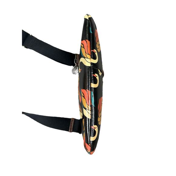 Fossil Key-Per Coated Canvas Swan Crossbody Bag Purse Boho Colorful Artsy Unique - Picture 6 of 11